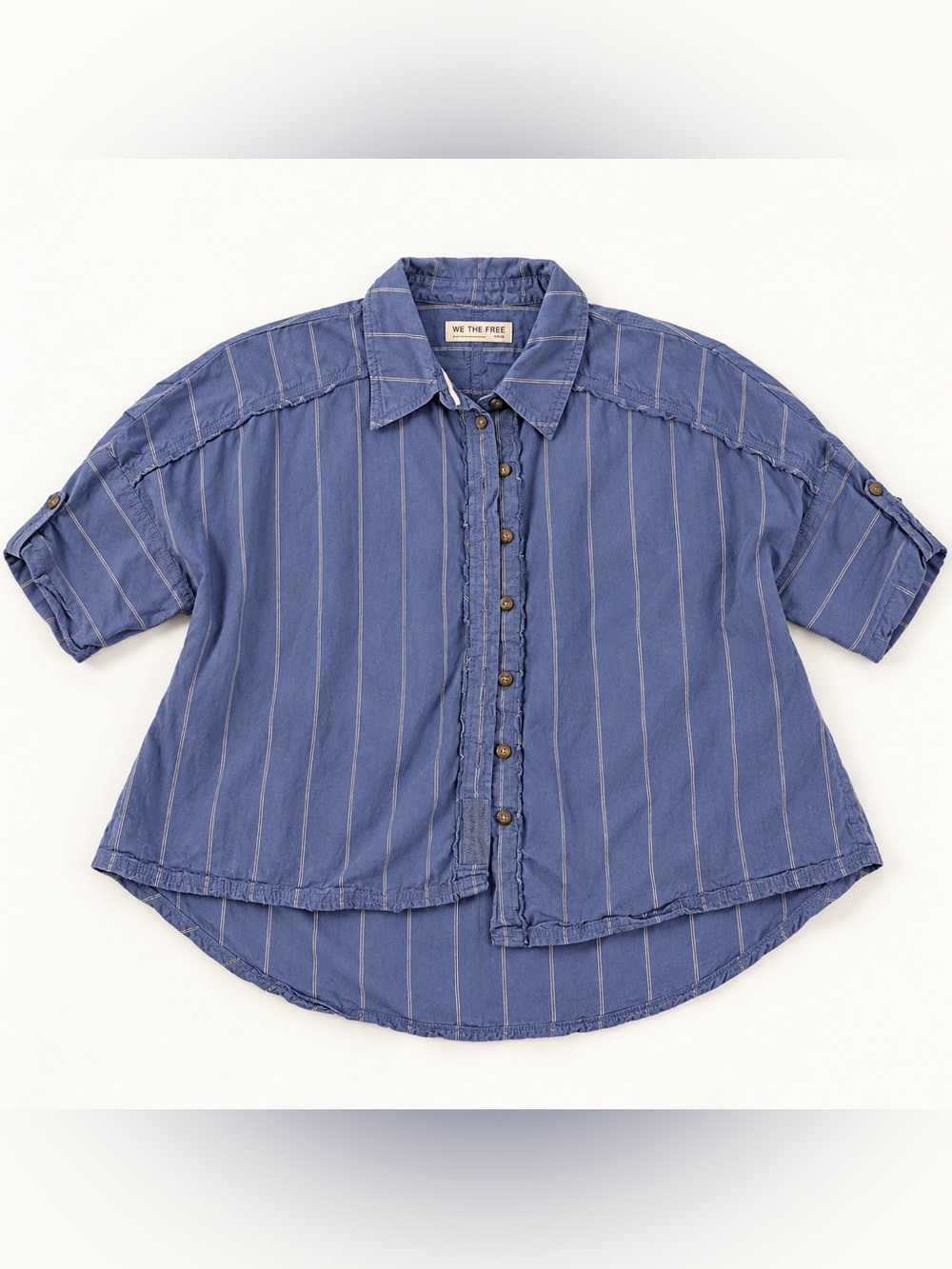We The Free Blue Pinstripe Oversized Shirt